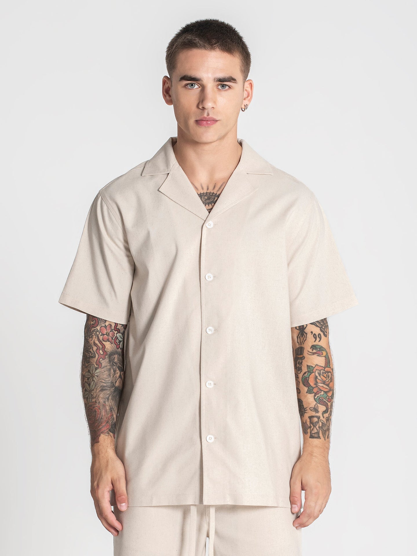 Conjunto de Linho - Camisa e Calção Bege Gianni Kavanagh