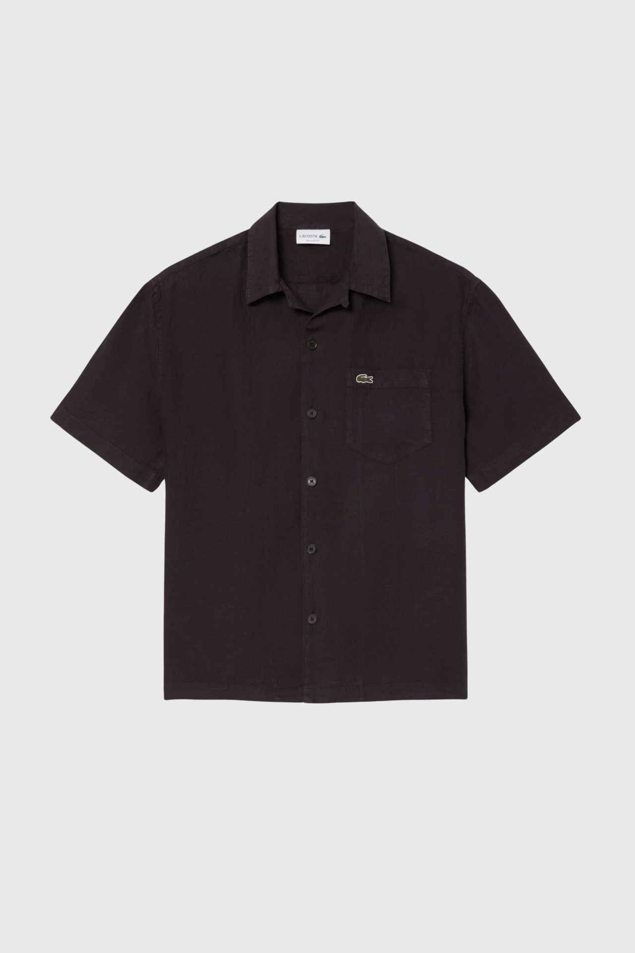 Camisa Manga Curta Relaxed Linho Castanho Lacoste