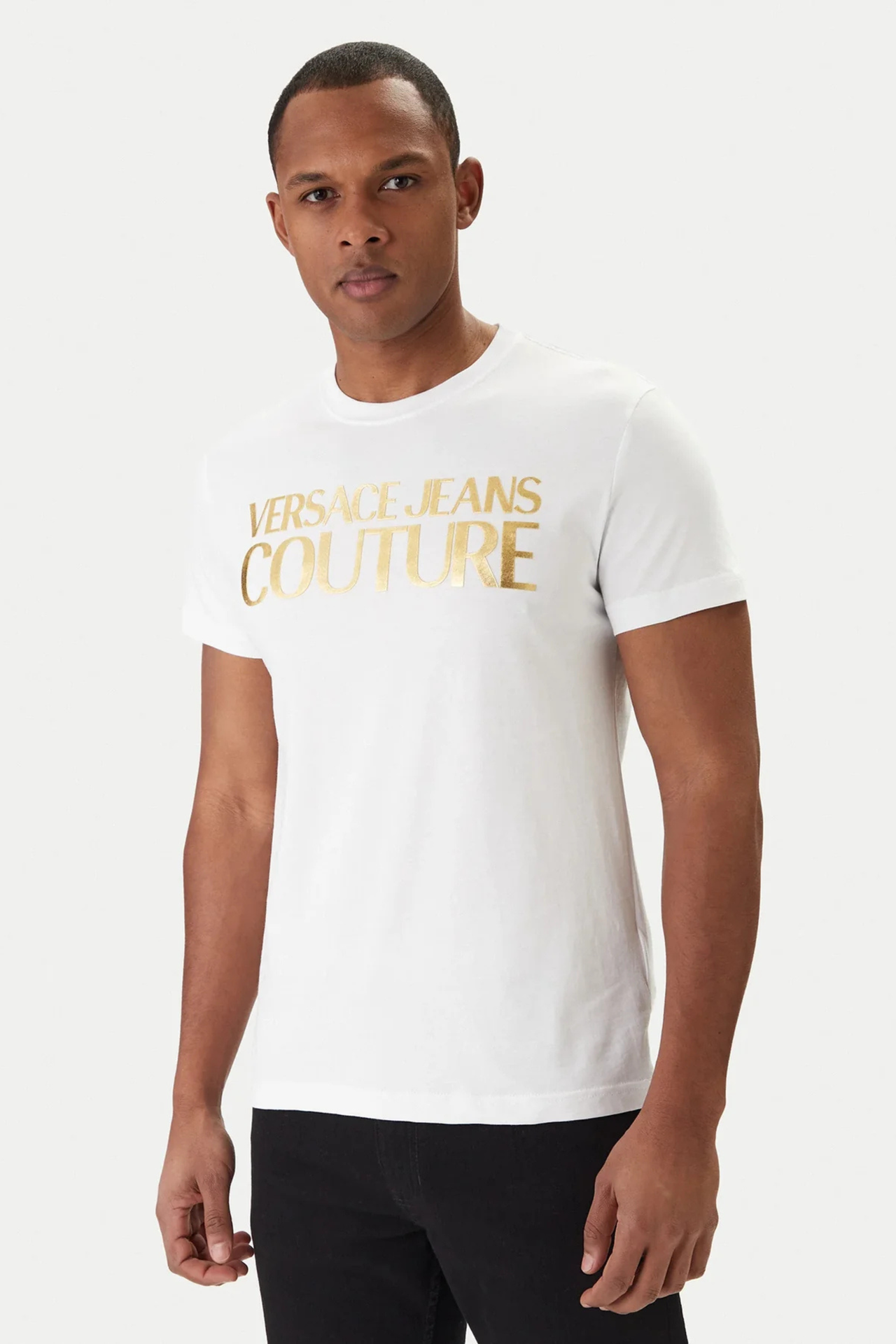 T-shirt Branca Logo Dourado Versace Jeans Couture