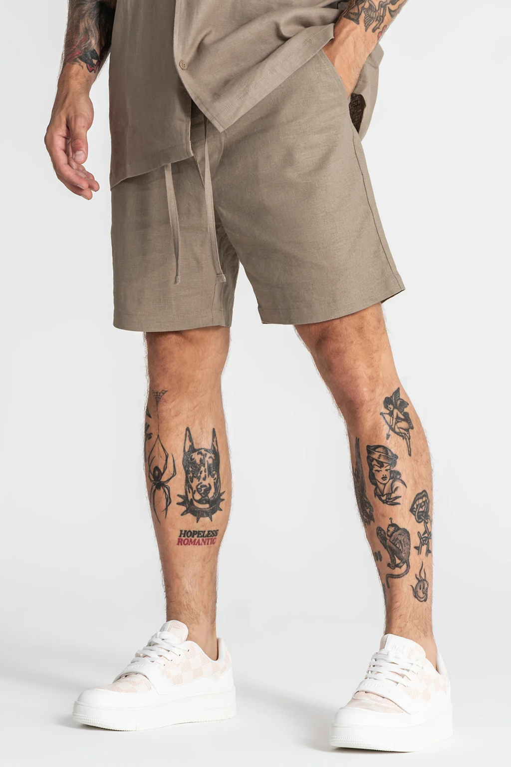 Conjunto de Linho - Camisa e Calção Taupe Gianni Kavanagh