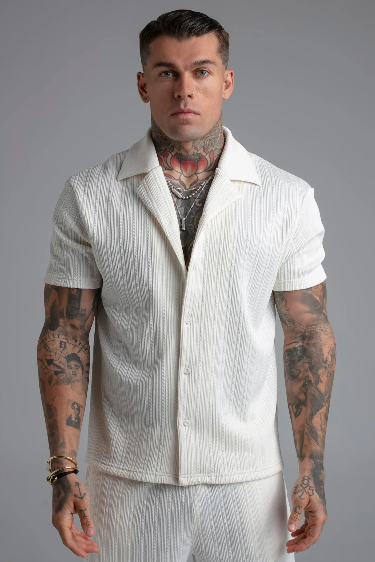 Camisa Branca em Tecido Texturado SikSilk