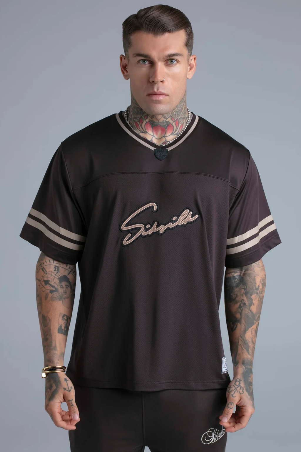 T-shirt Castanha com Estampa Relaxed Fit SikSilk