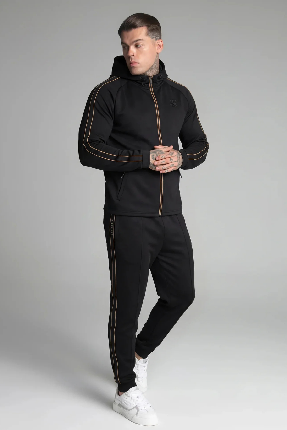 Fato de Treino Preto com Fita Lateral SikSilk