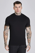 T-shirt Preta com Detalhes Tecido Elástico SikSilk