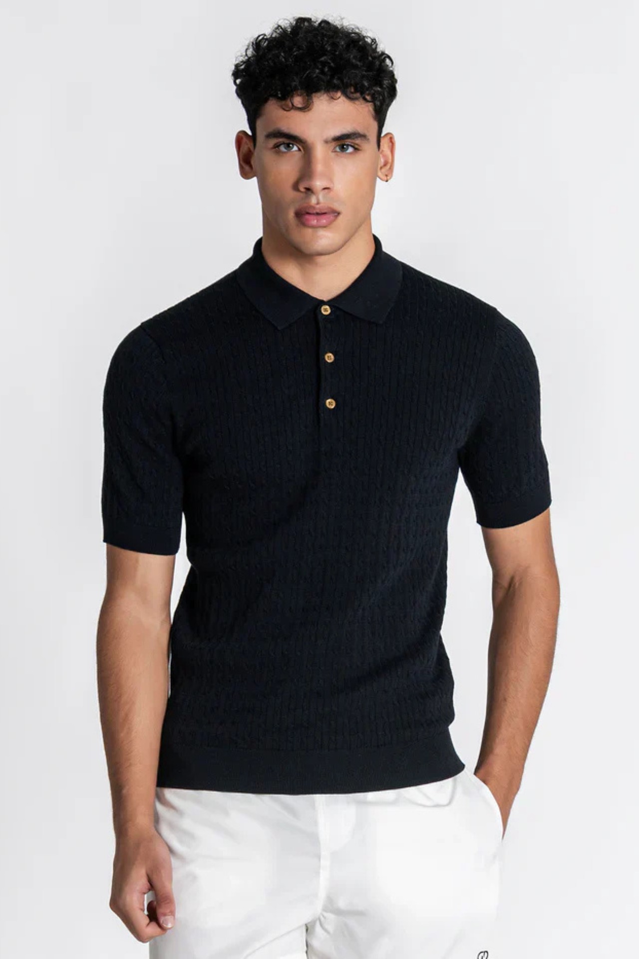 Polo Preto Malha Canelada Gianni Kavanagh