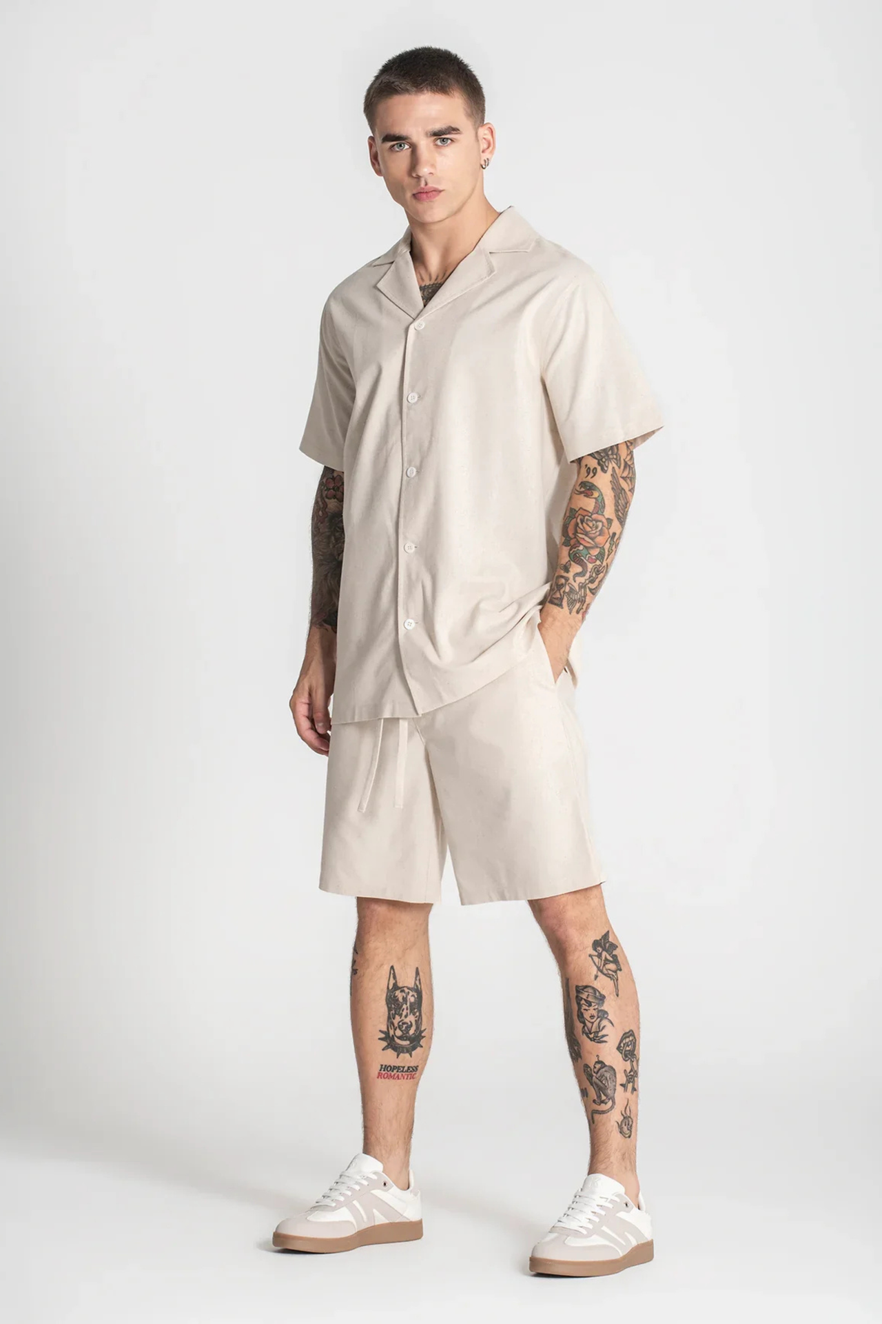 Conjunto de Linho - Camisa e Calção Bege Gianni Kavanagh