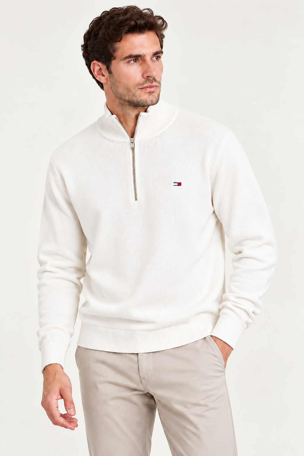 Camisola de Meio-Fecho Tommy Hilfiger Branca Tommy Hilfiger