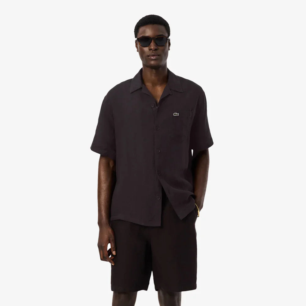 Camisa Manga Curta Relaxed Linho Castanho