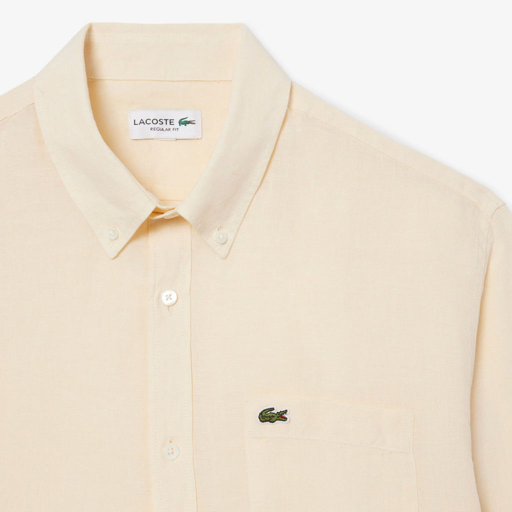Camisa Linho Oxford Bege Lacoste