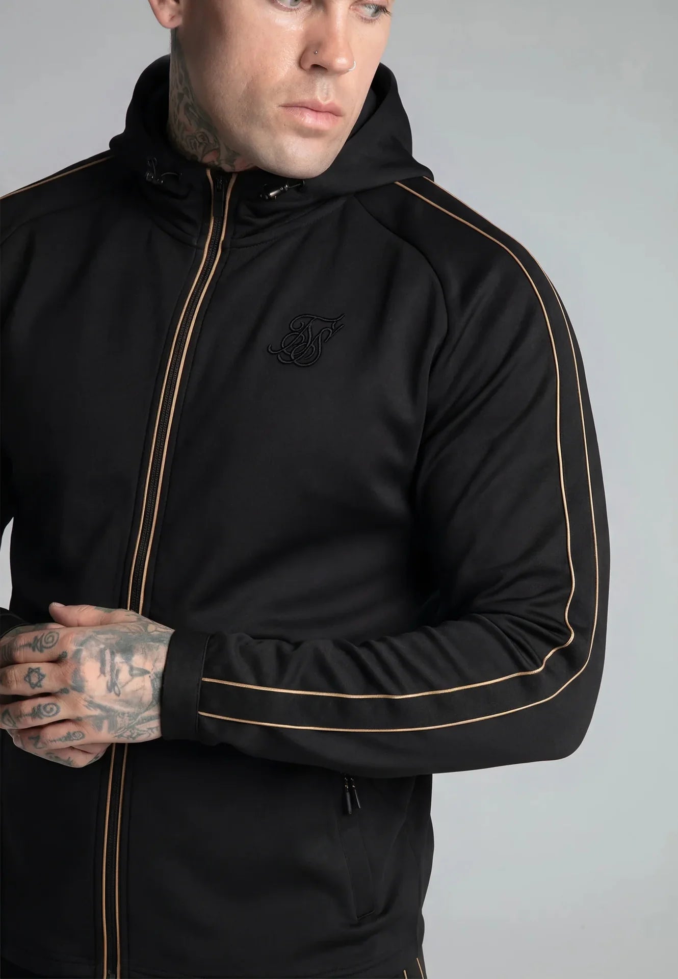 Fato de Treino Preto com Fita Lateral SikSilk