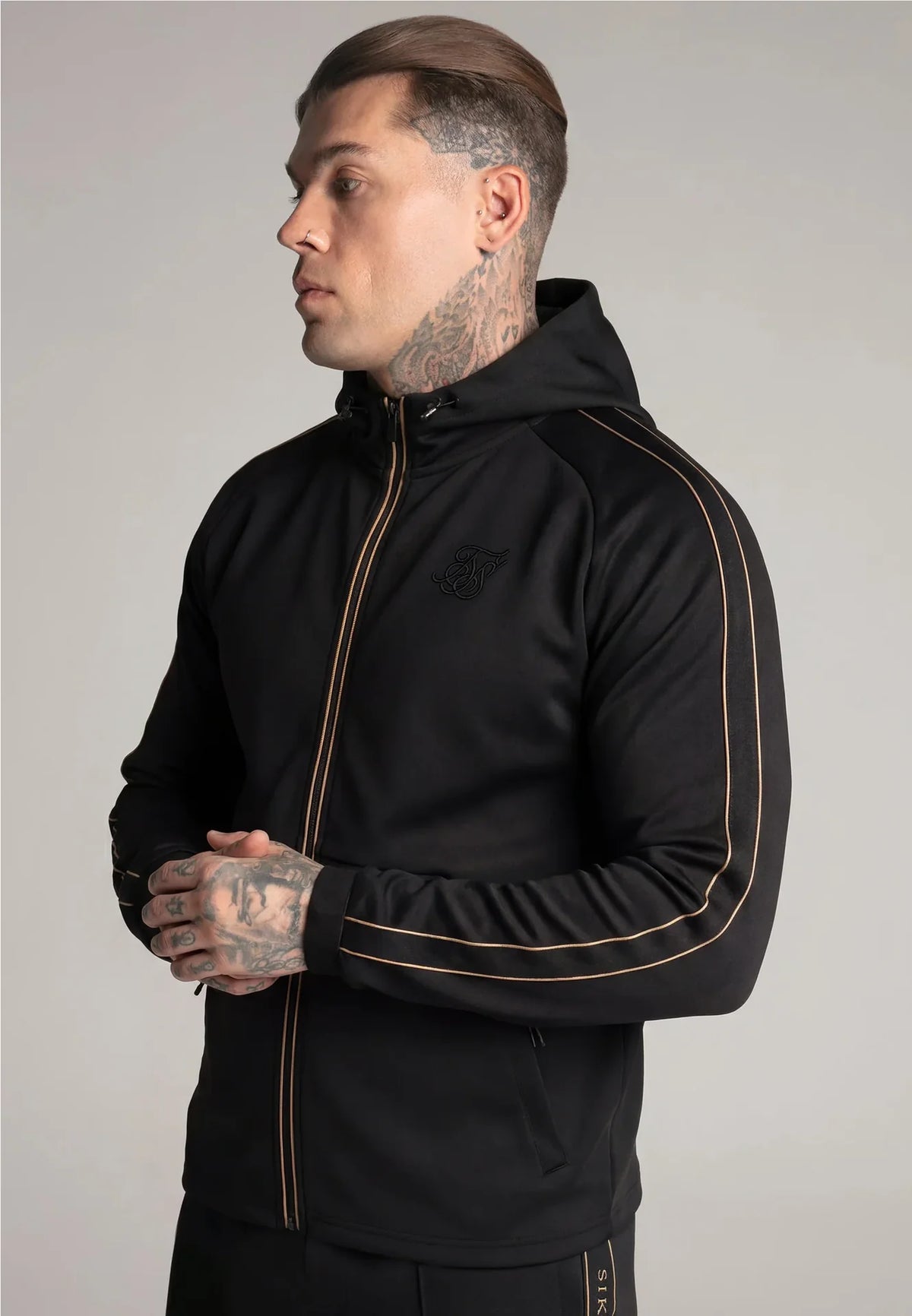 Fato de Treino Preto com Fita Lateral SikSilk
