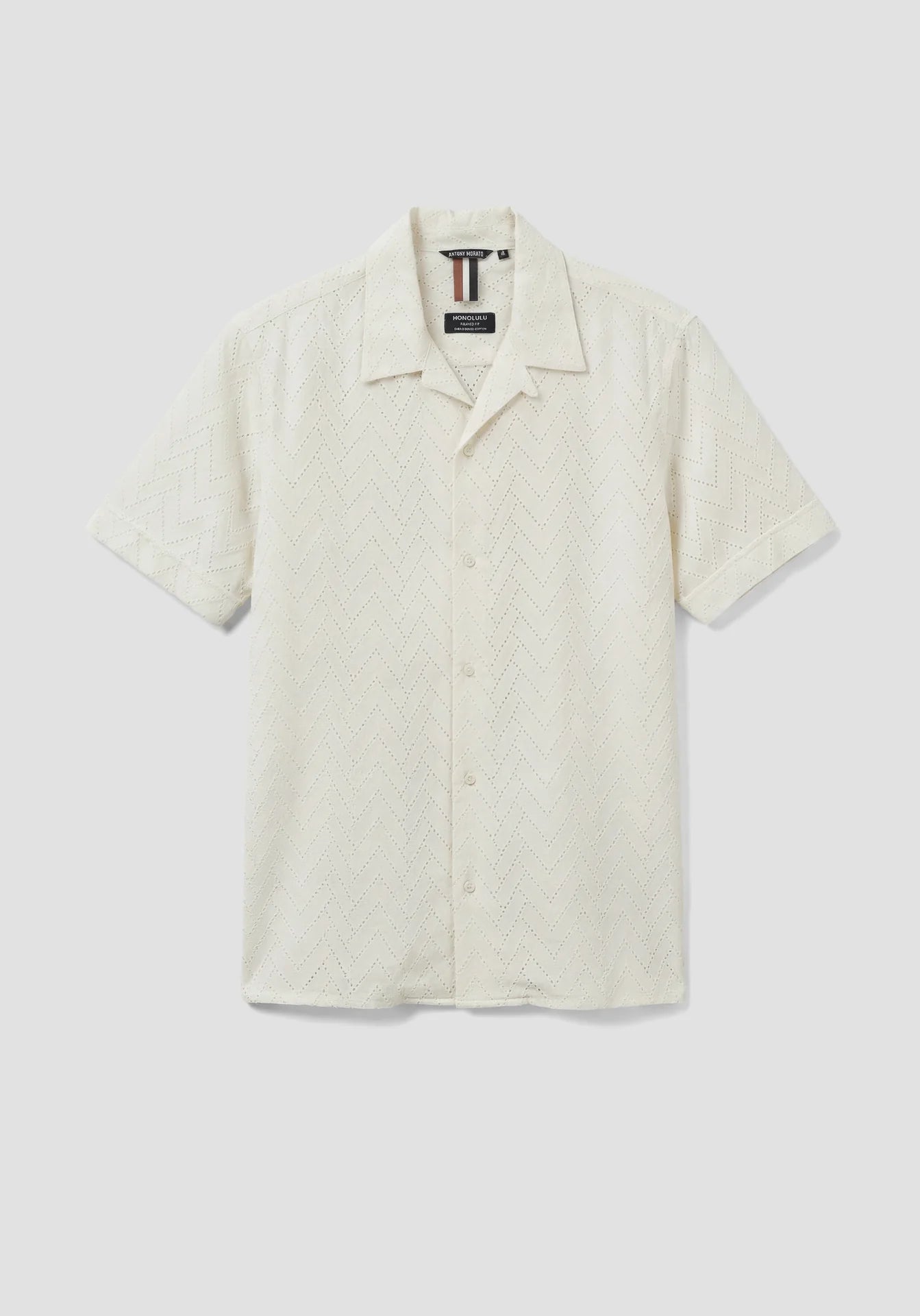 Camisa com Bordado de Manga Curta Creme Antony Morato