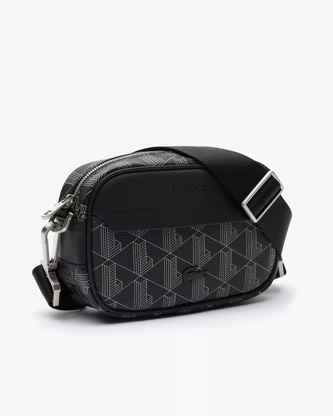 Mala a Tiracolo com Padrão Monograma Lacoste Preto e Cinzento Lacoste