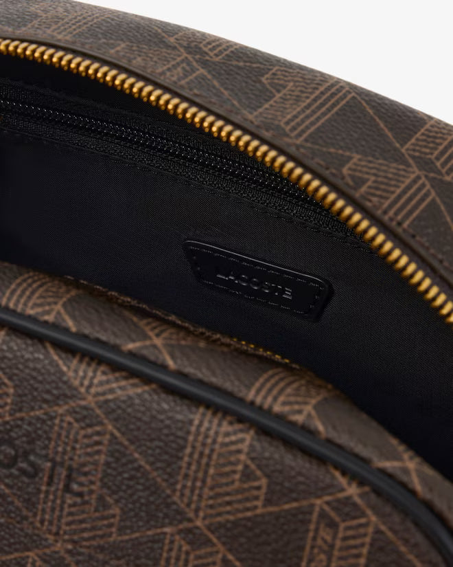 Nécessaire Padrão Monograma Castanho e Dourado Lacoste Lacoste