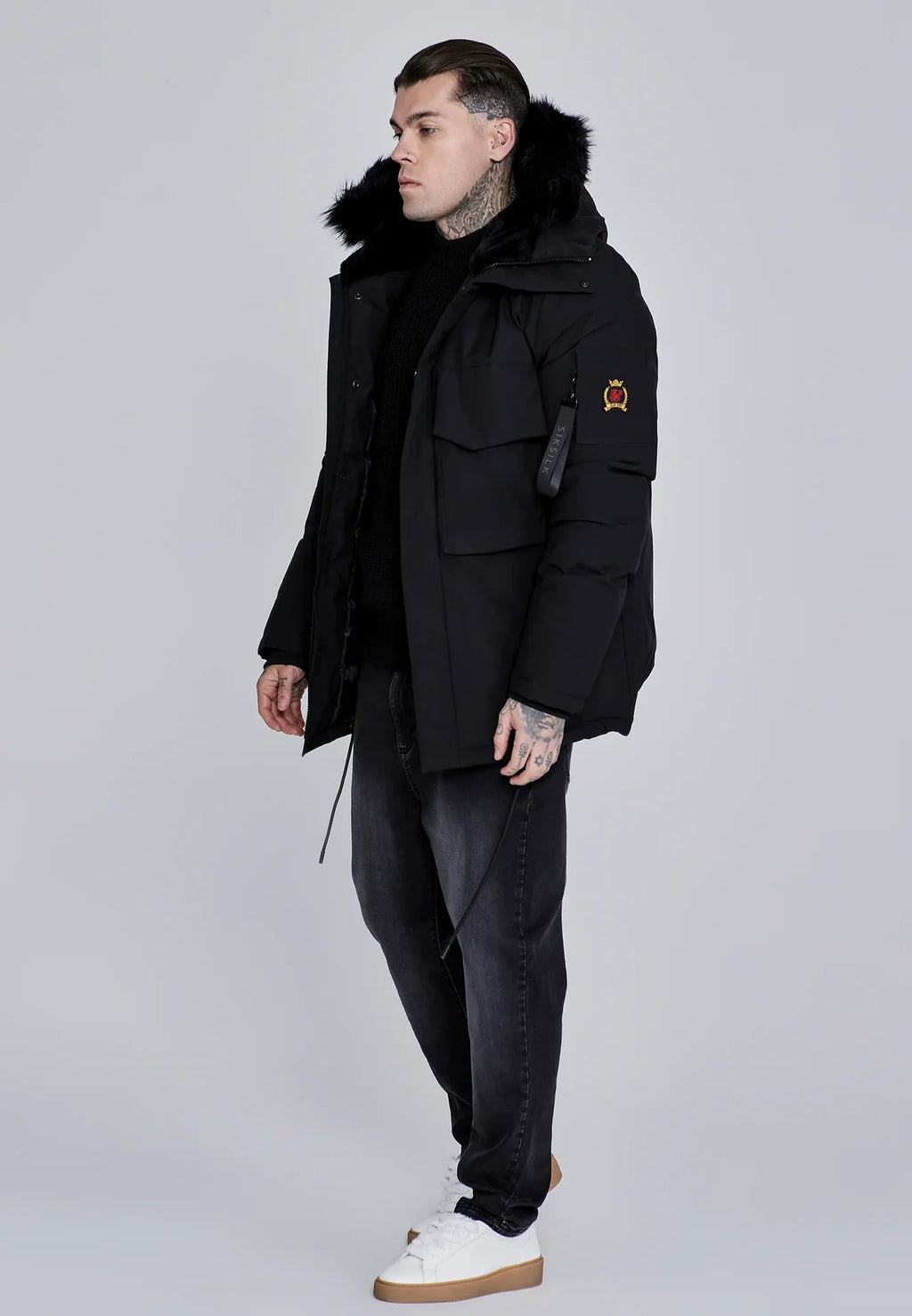 Casaco de Capuz Preto SikSilk