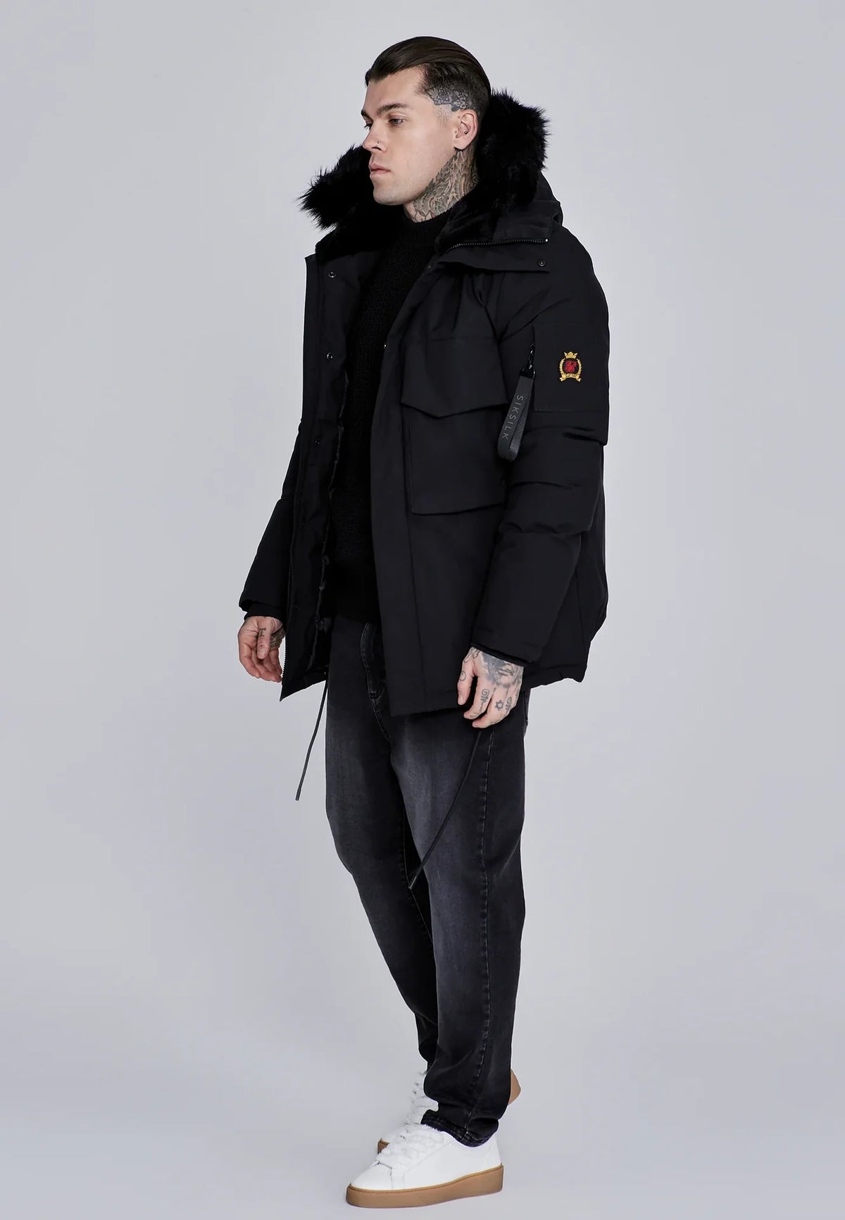 Casaco de Capuz Preto SikSilk