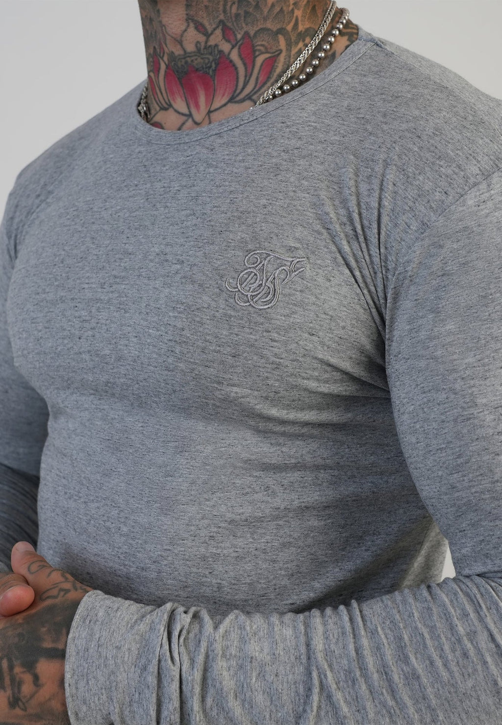 T-Shirt de Manga Comprida Cinza SikSilk SikSilk