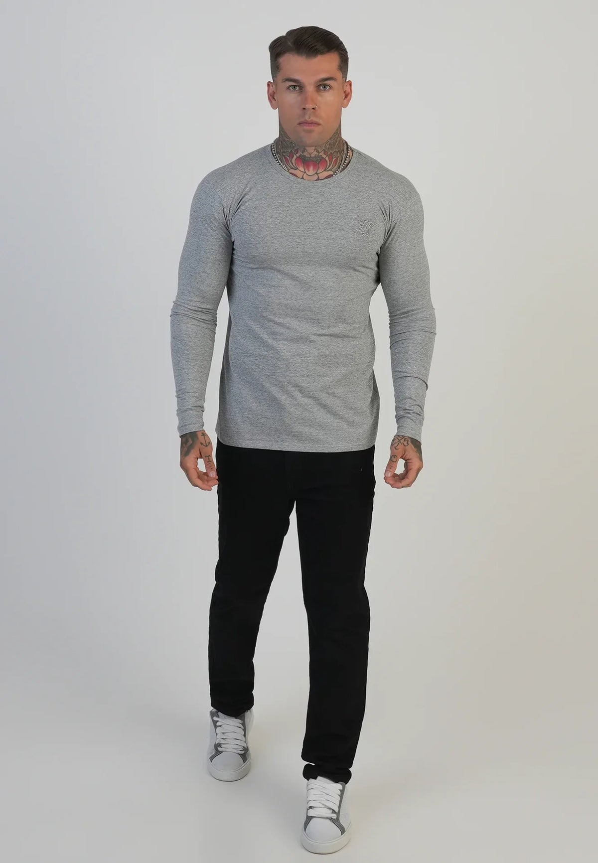 T-Shirt de Manga Comprida Cinza SikSilk SikSilk