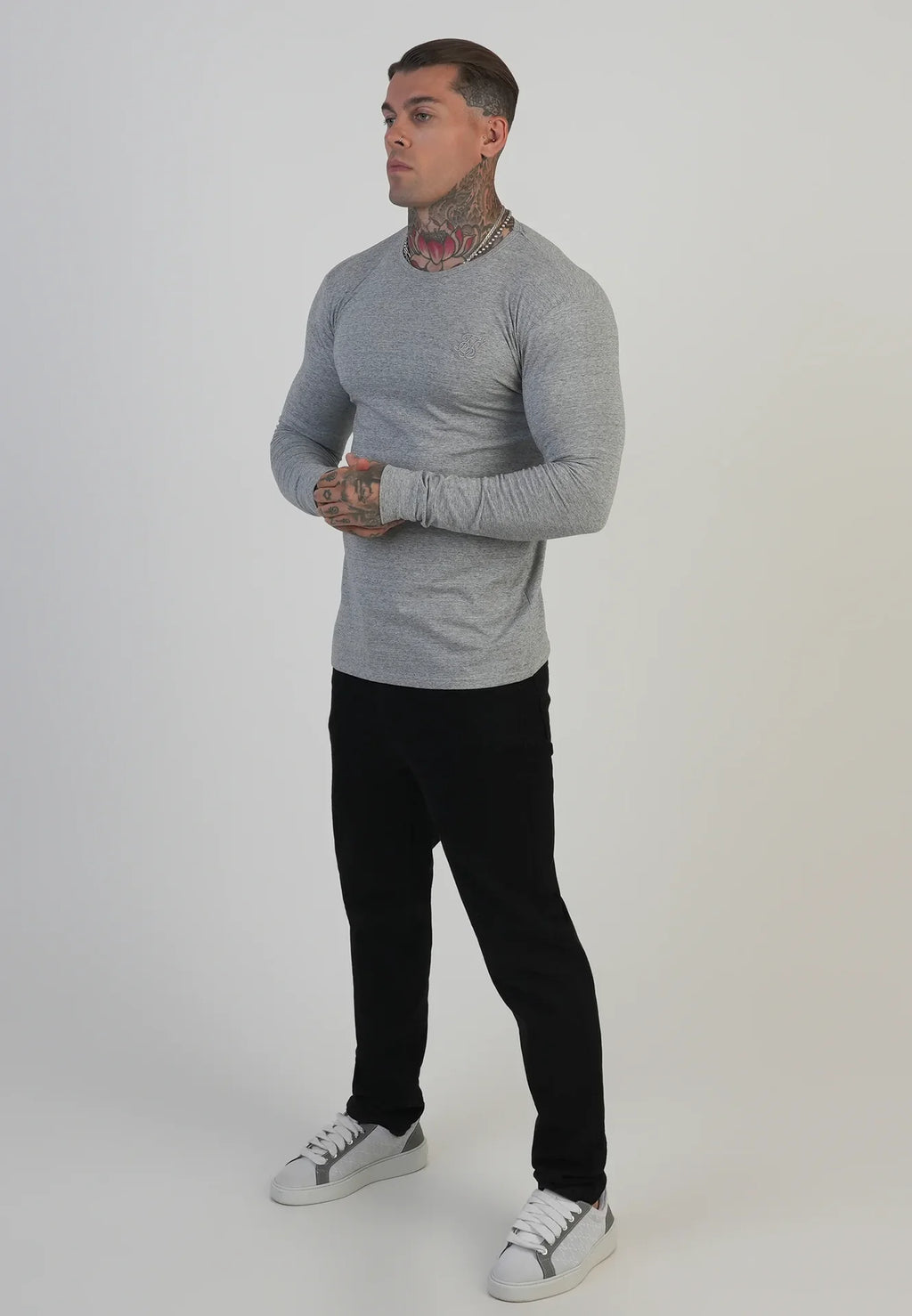 T-Shirt de Manga Comprida Cinza SikSilk SikSilk