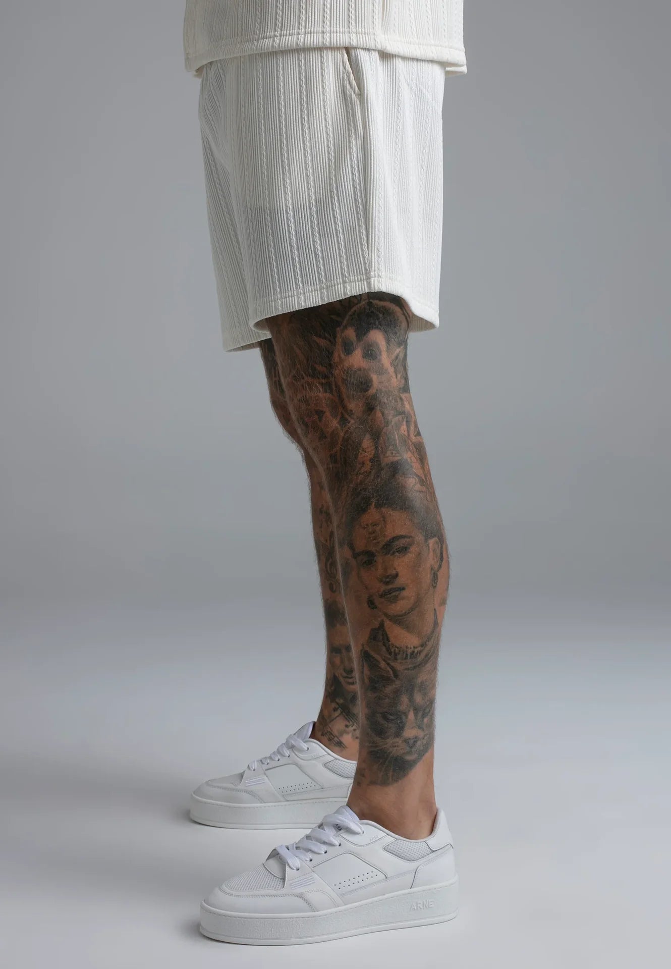 Conjunto Camisa e Calções Branco Texturado