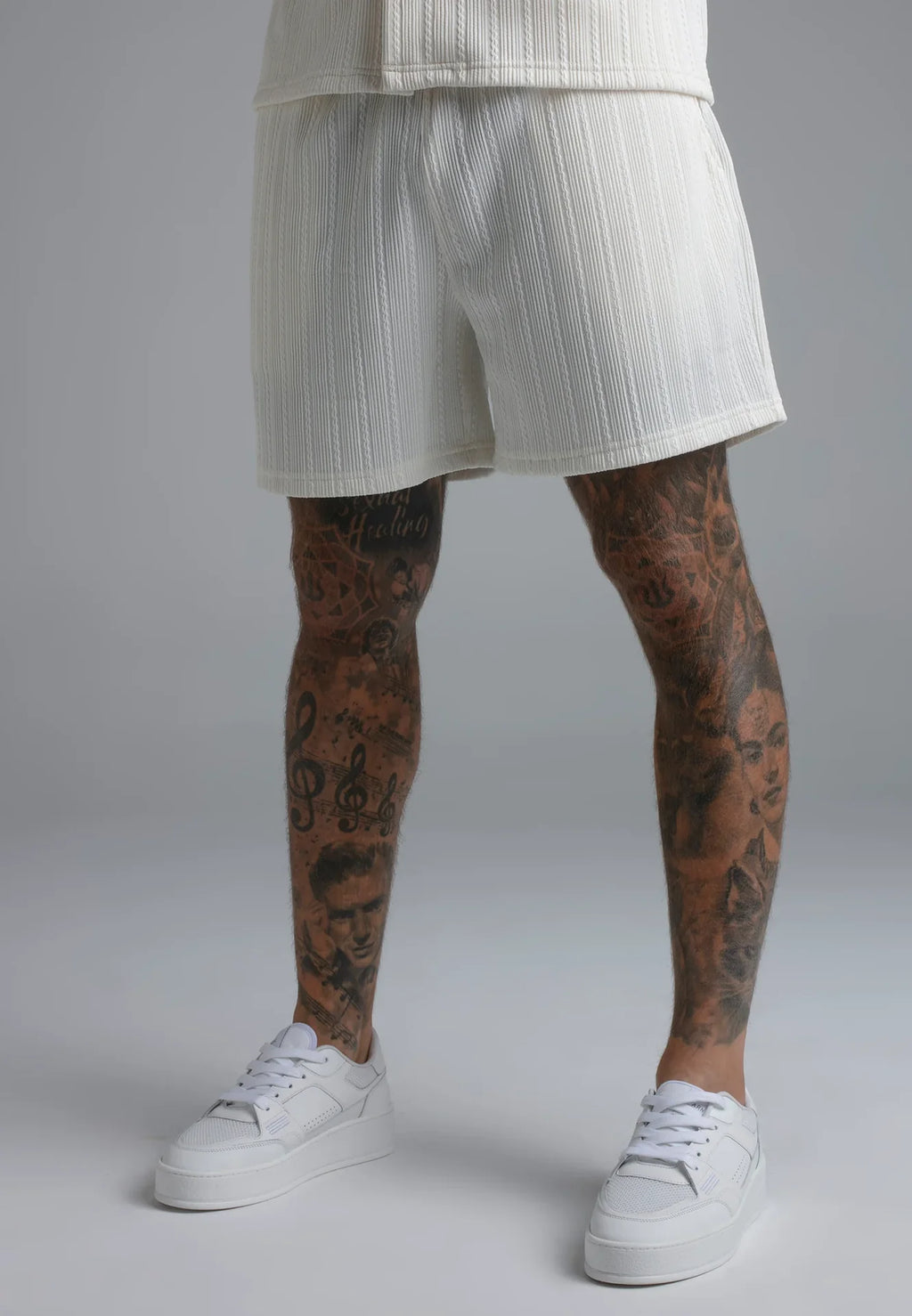 Conjunto Camisa e Calções Branco Texturado
