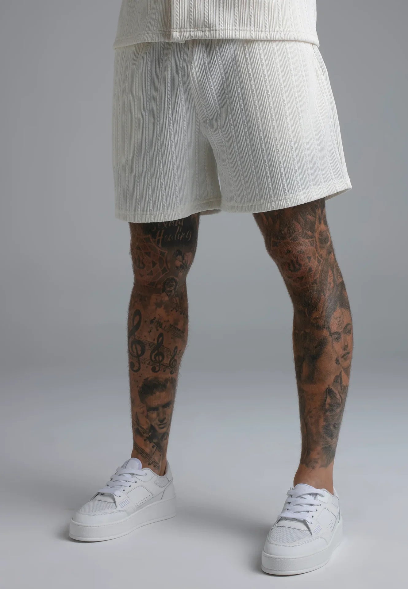 Conjunto Camisa e Calções Branco Texturado SikSilk