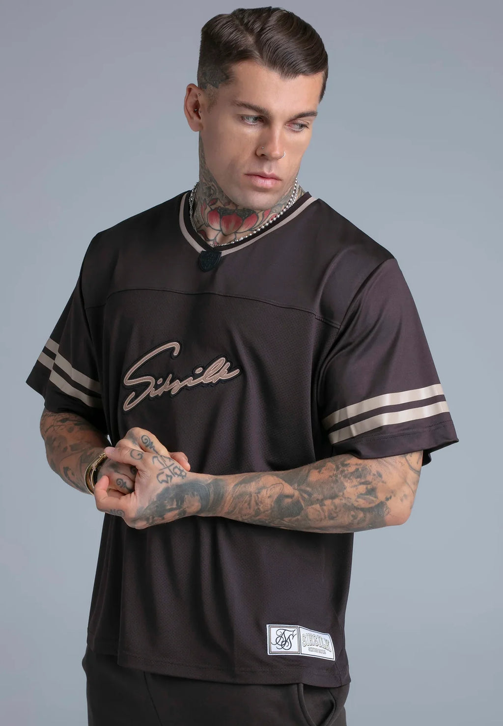 T-shirt Castanha com Estampa Relaxed Fit SikSilk