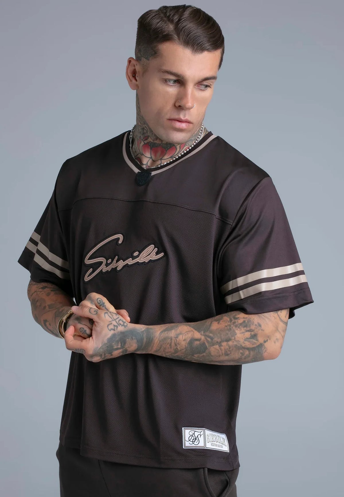 T-shirt Castanha com Estampa Relaxed Fit SikSilk