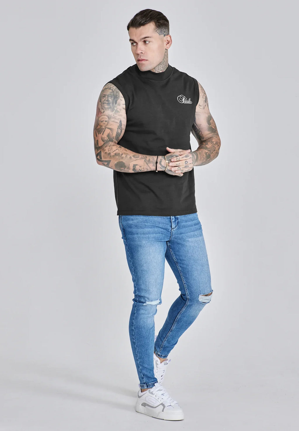 T-shirt Manga Cava Preta SikSilk SS26