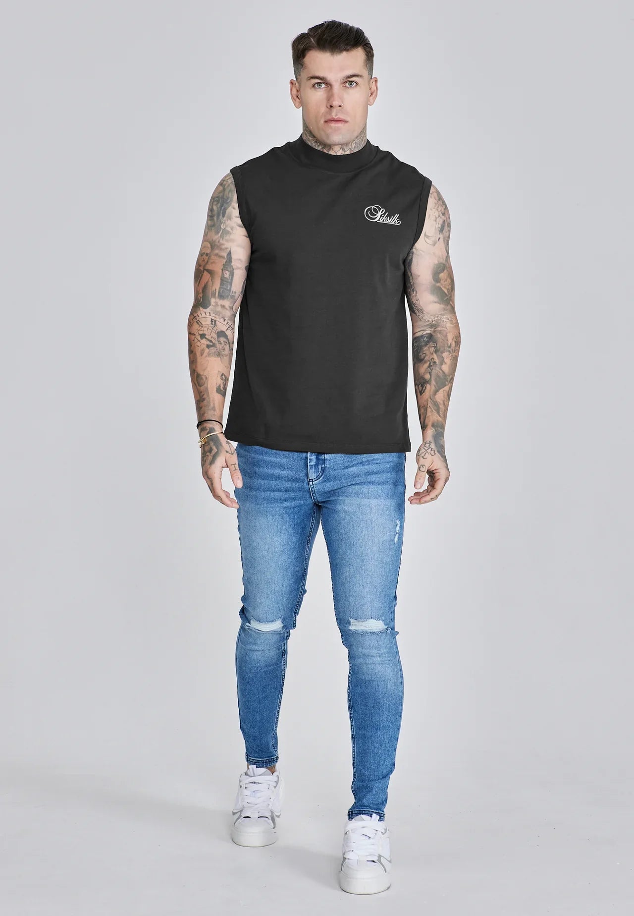 T-shirt Manga Cava Preta SikSilk SS26
