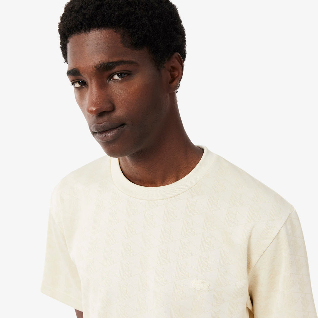T-Shirt Padrão Monograma Lacoste Bege Lacoste
