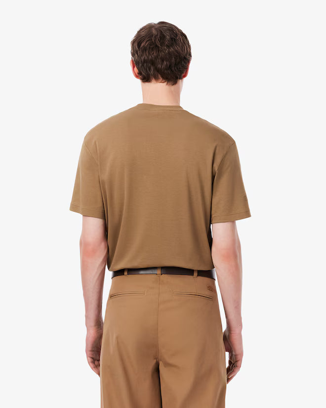 T-Shirt de Algodão Bordada Lacoste Castanho Lacoste