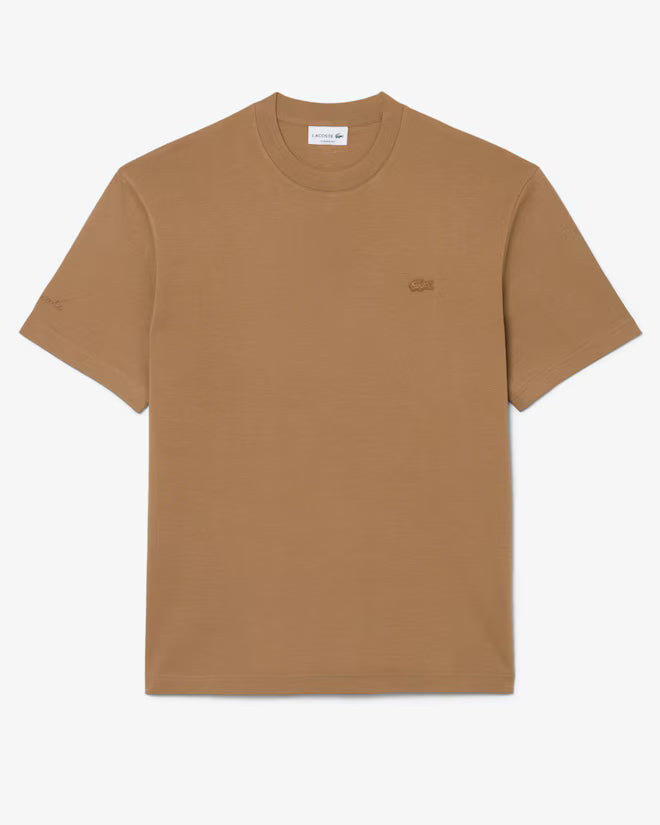 T-Shirt de Algodão Bordada Lacoste Castanho Lacoste