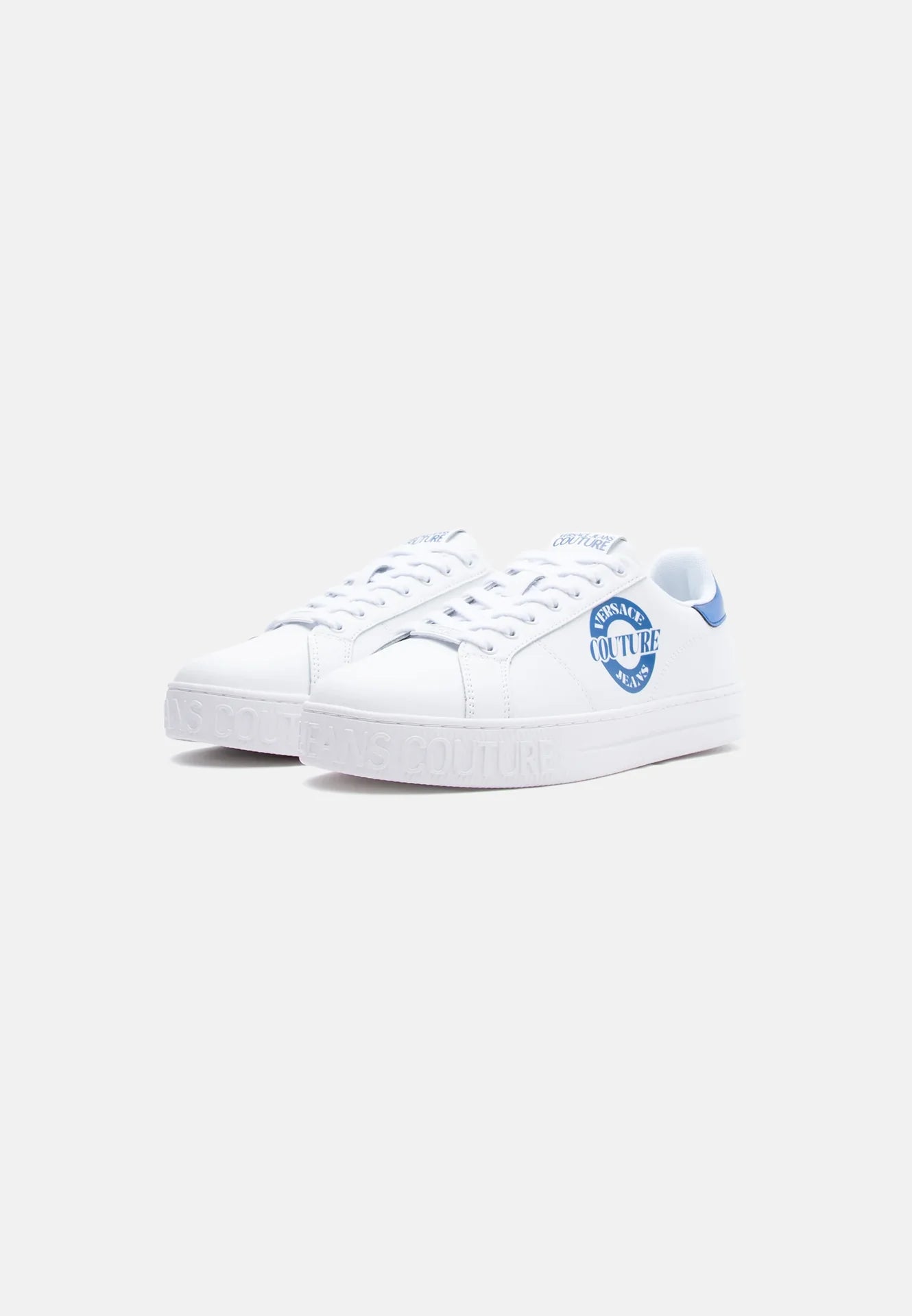 Sapatilhas Brancas e Azuis Court Logo Versace Jeans Couture
