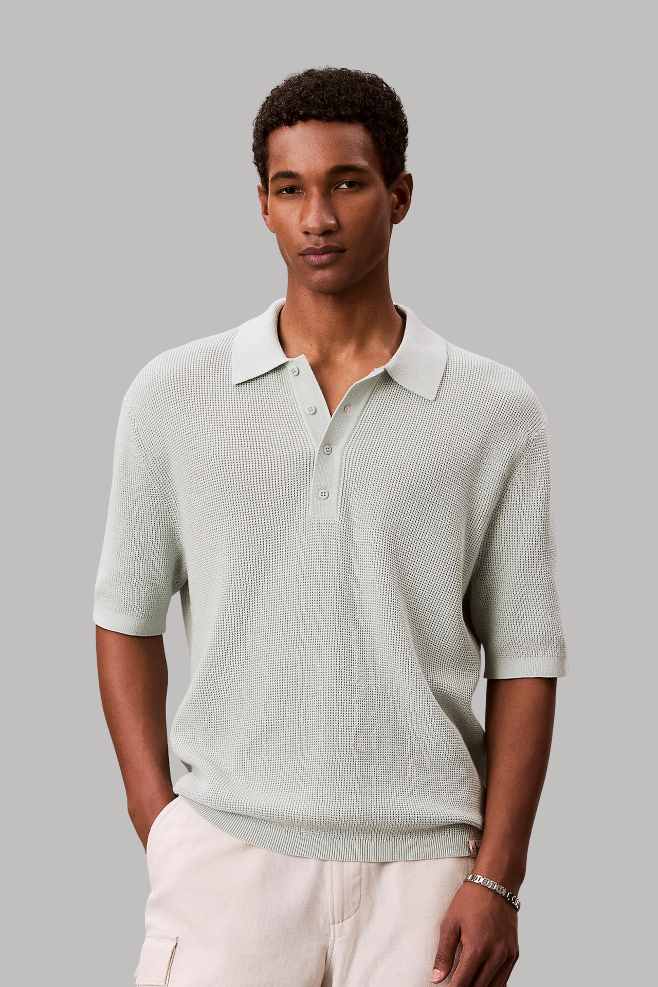 Polo Verde Malha Waffle Calvin Klein