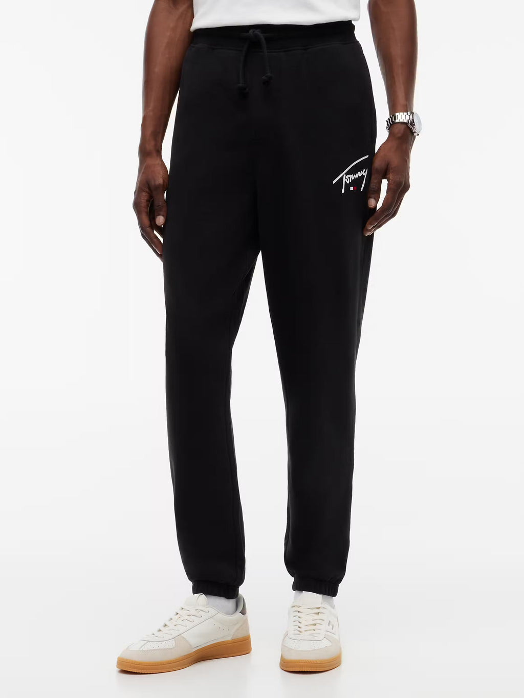 Calças de Fato de Treino Signature Tommy Hilfiger de Algodão Pretas Tommy Hilfiger