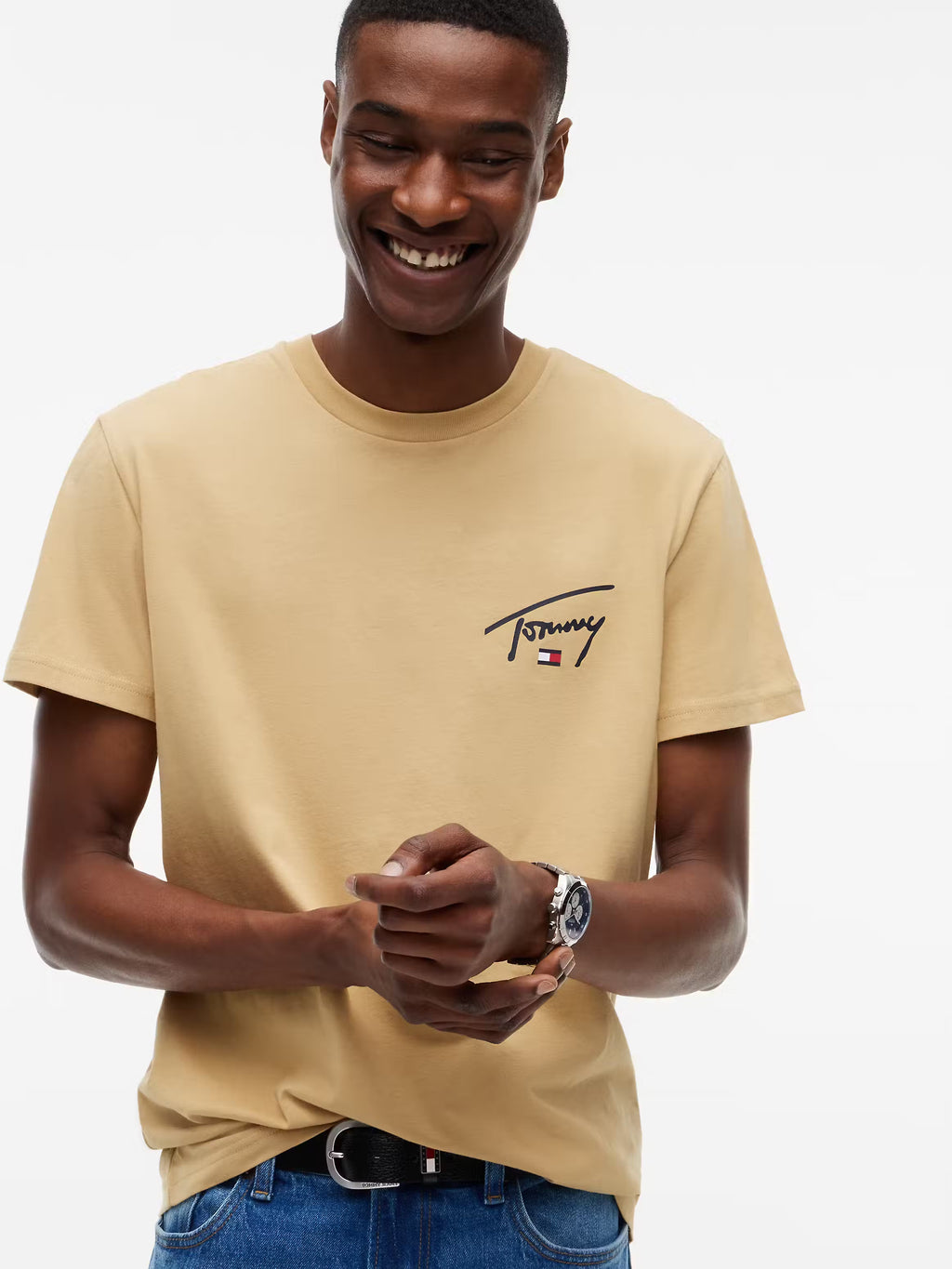 T-shirt Slim Signature Tommy Hilfiger Bege Tommy Hilfiger