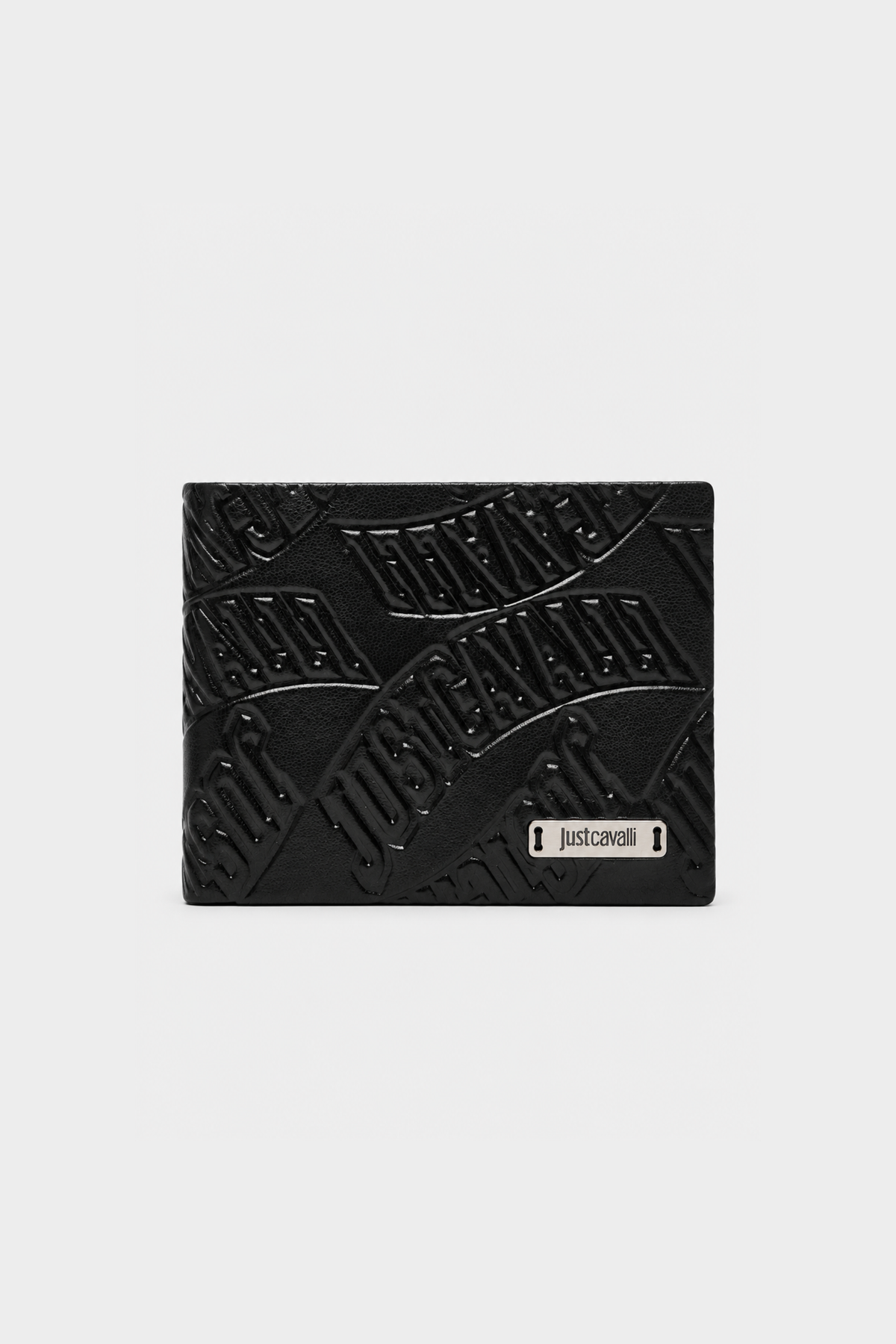 Carteria com Logo Gravado em Pele Just Cavalli Preta Just Cavalli