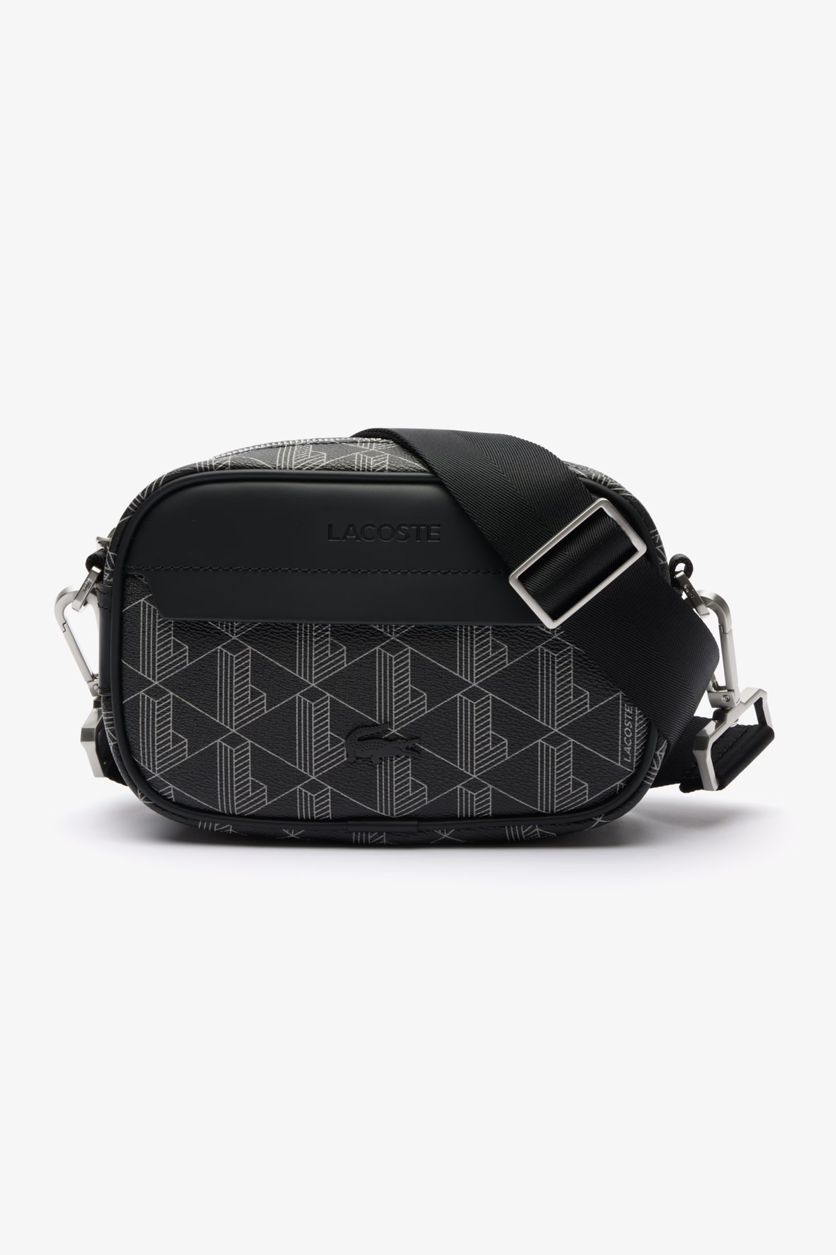 Mala a Tiracolo com Padrão Monograma Lacoste Preto e Cinzento Lacoste