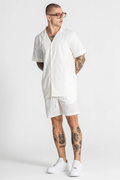 Conjunto de Linho Branco - Camisa e Calção