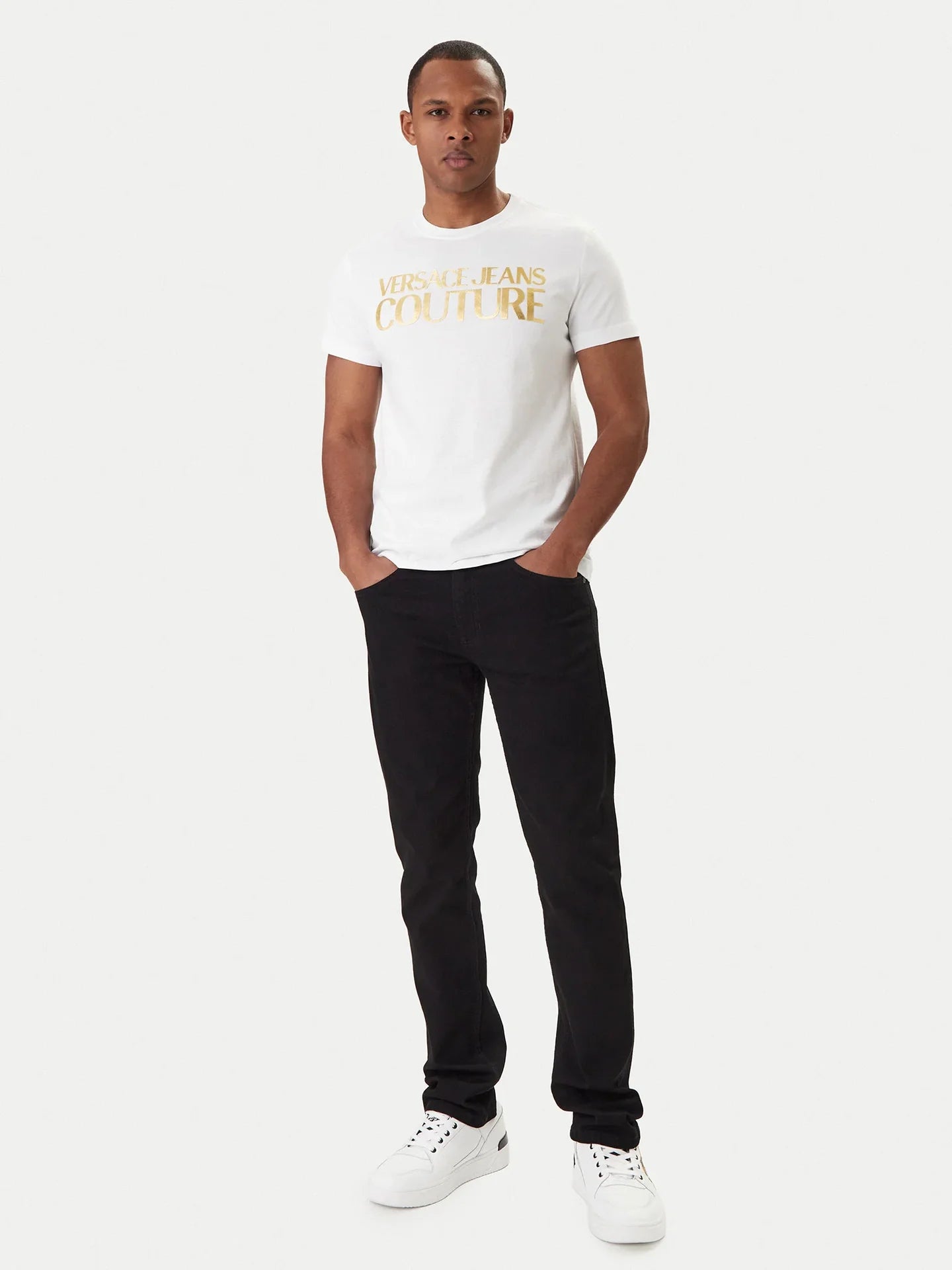 T-shirt Branca Logo Dourado